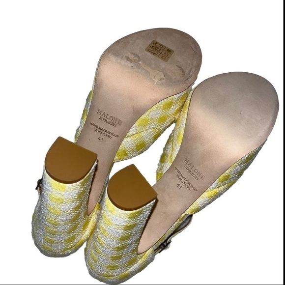 MALONE SOULIERS heels gingham plaid yellow white platform EMILY IN PARIS Camille - Picture 8 of 14